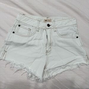 Fashion Nova White Jean Shorts with Frayed Hem